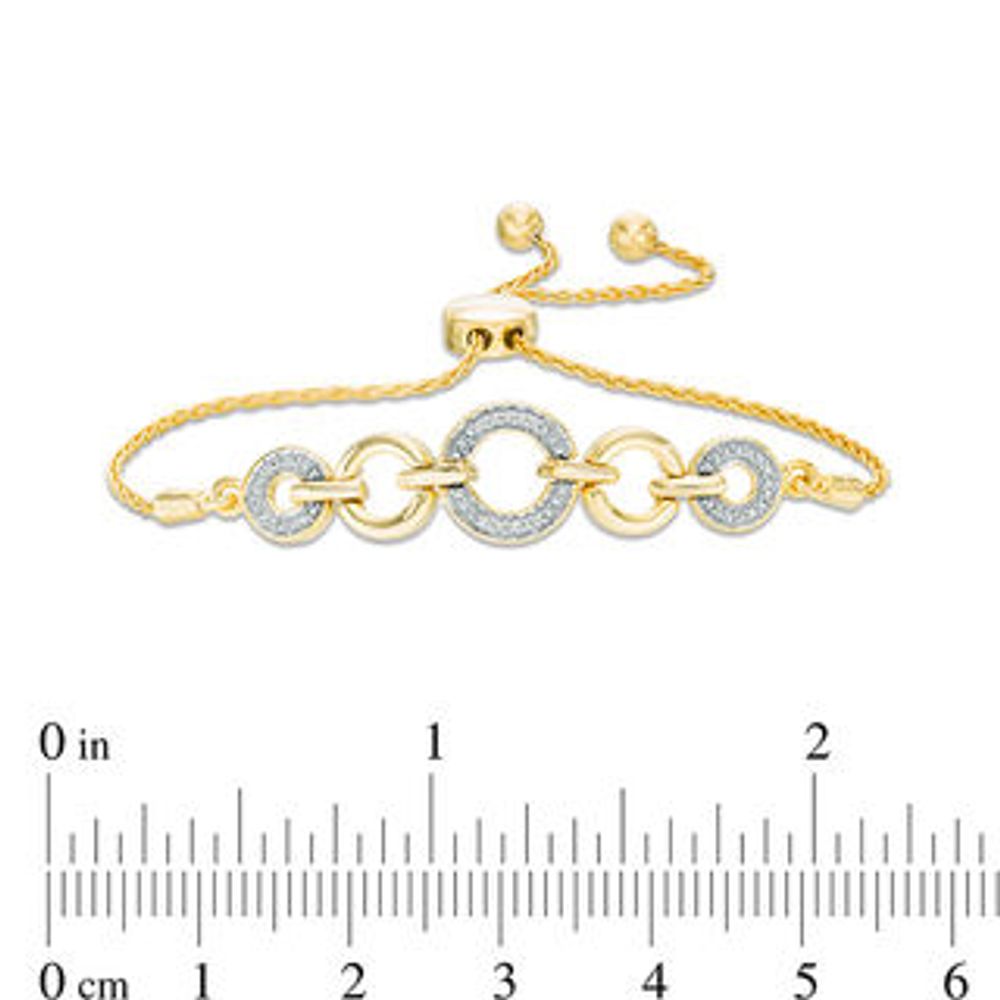 Diamond Accent Alternating Circle Bolo Bracelet in Sterling Silver with 14K Gold Plate - 9.5"|Peoples Jewellers