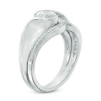 0.87 CT. T.W. Certified Canadian Diamond Swirl Bypass Bridal Set in 14K White Gold (I/I1)|Peoples Jewellers
