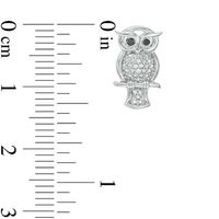 0.04 CT. T.W. Enhanced Black and White Diamond Owl Stud Earrings in Sterling Silver|Peoples Jewellers