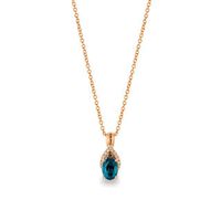 Le Vian® Deep Sea Blue Topaz™ and Diamond Accent Wishbone Pendant in 14K Strawberry Gold™|Peoples Jewellers