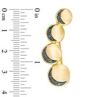 0.18 CT. T.W. Black Diamond Four Moon Crawler Earrings in Sterling Silver and 14K Gold Plate|Peoples Jewellers