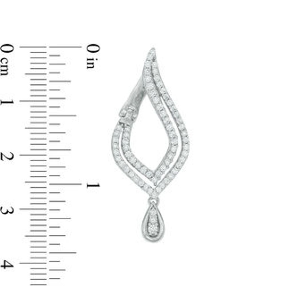 0.95 CT. T.W. Diamond Flame Drop Earrings in 10K White Gold|Peoples Jewellers