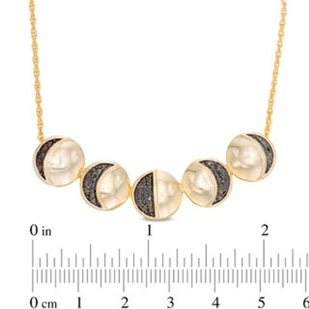 0.15 CT. T.W. Black Diamond Moon Phase Necklace in Sterling Silver and 14K Gold Plate - 16"|Peoples Jewellers