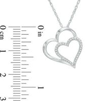 0.10 CT. T.W. Diamond Tilted Motherly Hearts Pendant in Sterling Silver|Peoples Jewellers