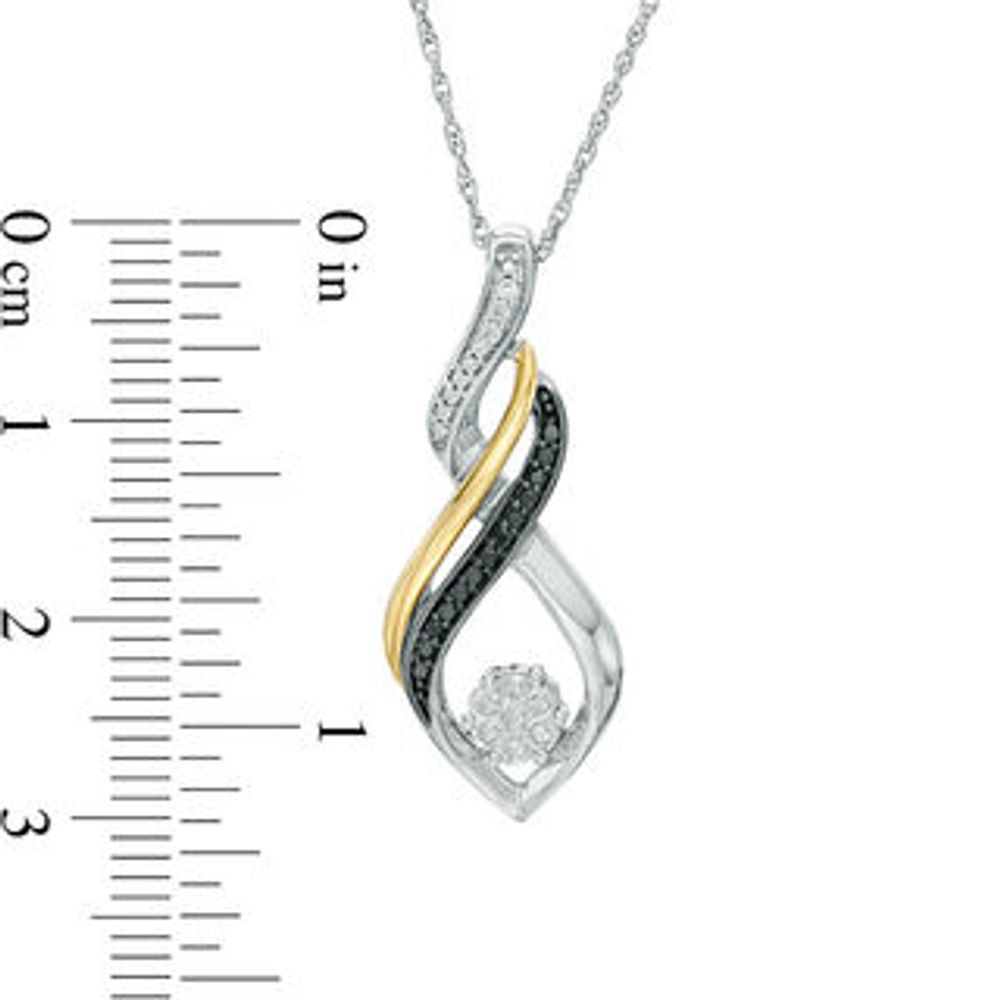 0.09 CT. T.W. Enhanced Black and White Diamond Twist Pendant in Sterling Silver and 10K Gold|Peoples Jewellers