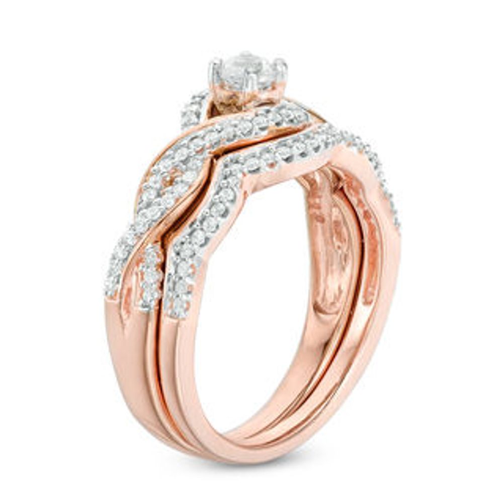 0.45 CT. T.W. Diamond Bypass Frame Twist Bridal Set in 10K Rose Gold|Peoples Jewellers