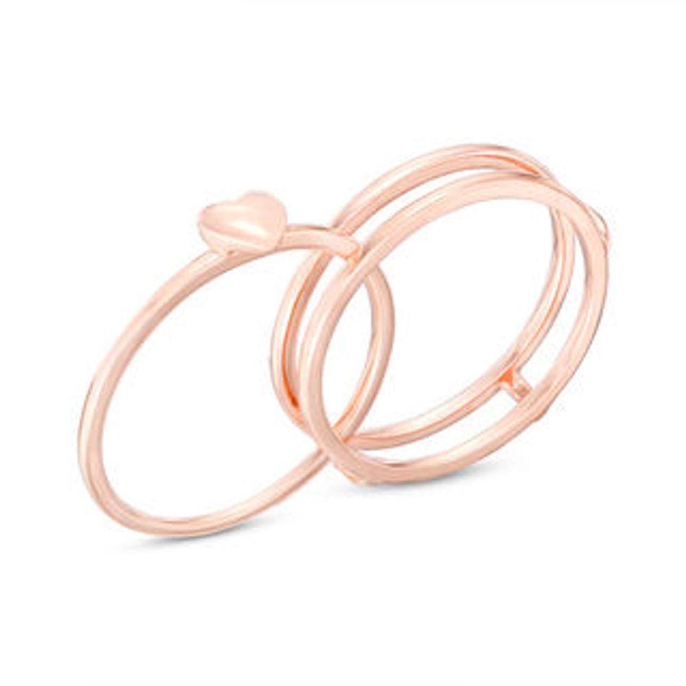 Puffed Heart Two-Piece Ring in 10K Rose Gold|Peoples Jewellers