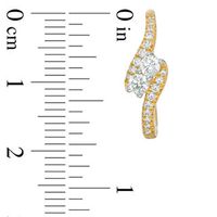 Ever Us™ CT. T.W. Two-Stone Diamond Bypass Hoop Earrings in 14K Gold|Peoples Jewellers