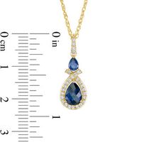 Pear-Shaped Lab-Created Blue and White Sapphire Frame Pendant and Ring Set in 10K Gold|Peoples Jewellers