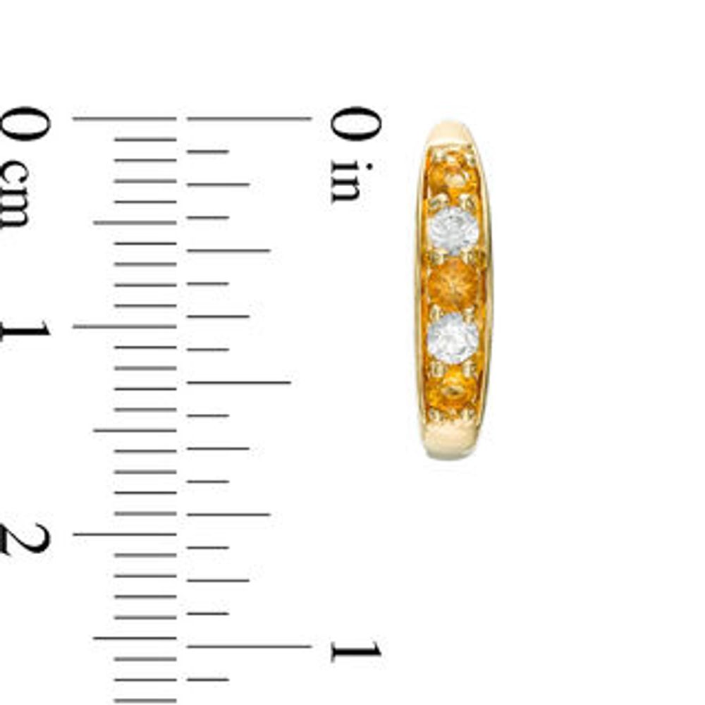 Alternating Citrine and Lab-Created White Sapphire Pendant and Hoop Earrings Set in Sterling Silver with 14K Gold Plate|Peoples Jewellers