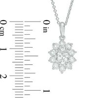 Oval Lab-Created White Sapphire Starburst Pendant in Sterling Silver|Peoples Jewellers