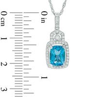 Blue Topaz and Lab-Created White Sapphire Buckle Frame Pendant and Ring Set in Sterling Silver|Peoples Jewellers