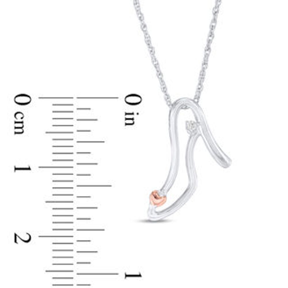 Diamond Accent High Heel with Heart Pendant in Sterling Silver and 10K Rose Gold|Peoples Jewellers