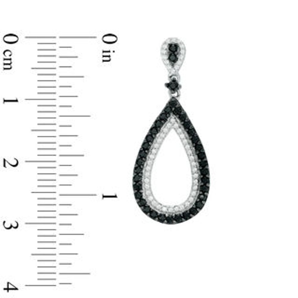 0.95 CT. T.W. Enhanced Black and White Diamond Open Teardrop Earrings in 10K White Gold|Peoples Jewellers