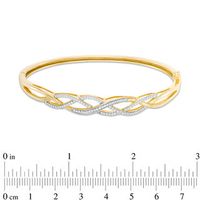 Lab-Created White Sapphire Loose Braid Bangle in Sterling Silver with 18K Gold Plate|Peoples Jewellers