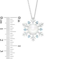 8.0mm Baroque Freshwater Cultured Pearl and London Blue Topaz Snowflake Pendant in Sterling Silver|Peoples Jewellers