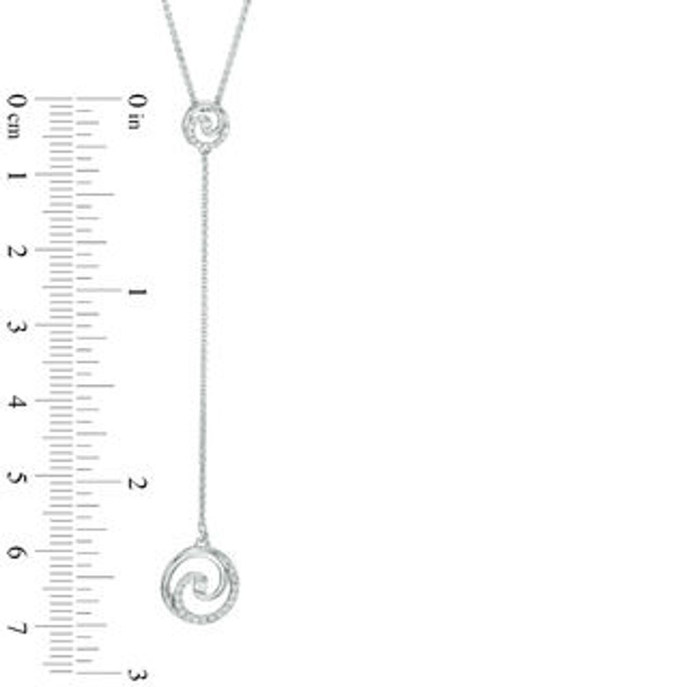 0.15 CT. T.W. Diamond Swirl "Y" Necklace in Sterling Silver - 38"|Peoples Jewellers