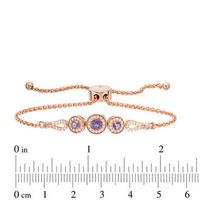 Rose de France and Lab-Created White Sapphire Frame Bolo Bracelet in Sterling Silver with 18K Rose Gold Plate - 9.0"|Peoples Jewellers