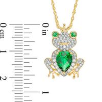 Pear-Shaped Lab-Created Emerald and White Sapphire Frog Prince Pendant in Sterling Silver with 14K Gold Plate|Peoples Jewellers