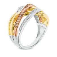0.23 CT. T.W. Diamond Crossover Ring in Sterling Silver and 10K Two-Tone Gold|Peoples Jewellers