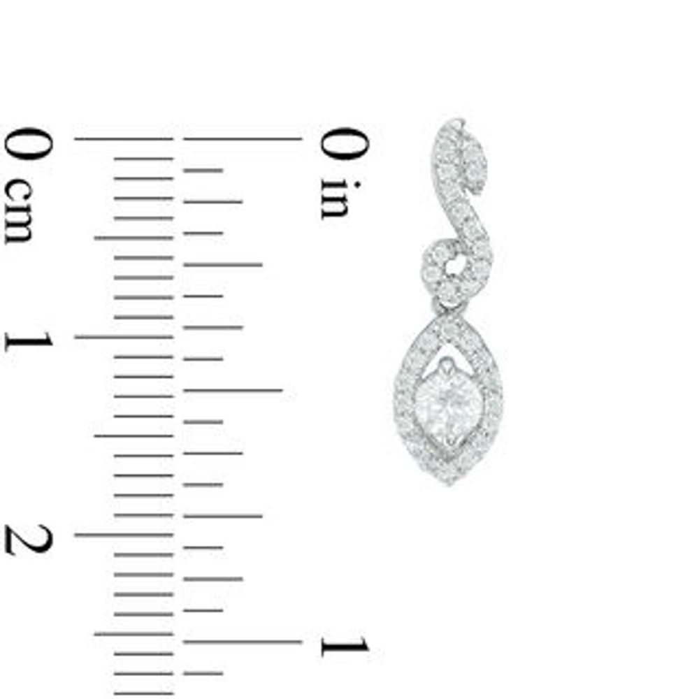 0.50 CT. T.W. Certified Canadian Diamond Marquise Swirl Drop Earrings in 14K White Gold (I/I2)|Peoples Jewellers