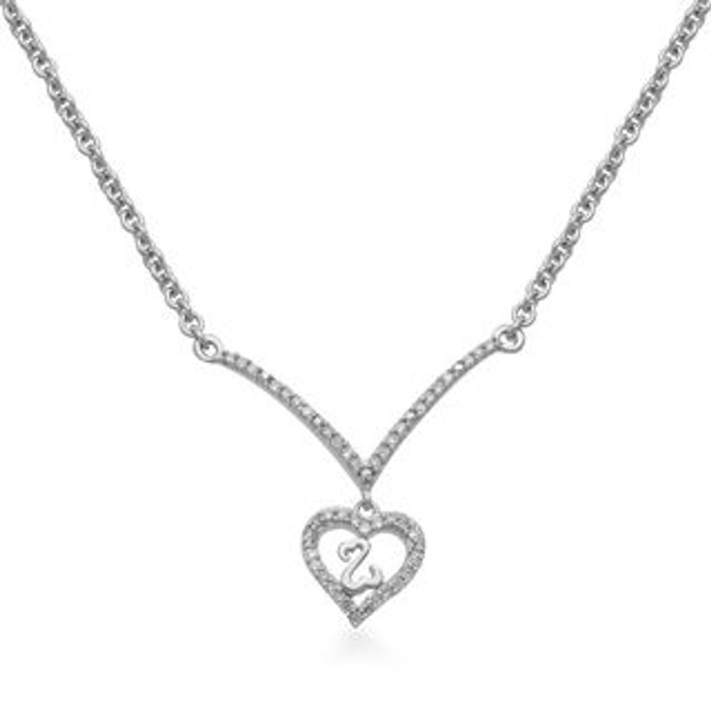 Open Hearts by Jane Seymour™ 0.08 CT. T.W. Diamond Heart Drop Chevron Necklace in Sterling Silver - 17.5"|Peoples Jewellers