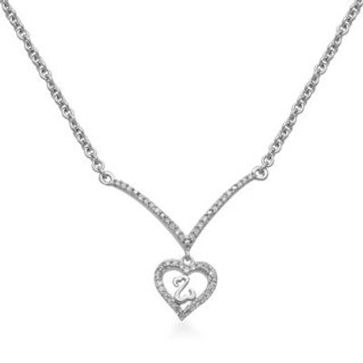 0.45 CT. T.W. Diamond Graduated Double Row Chevron Necklace in Sterling  Silver