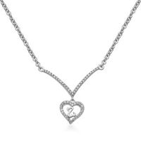 Open Hearts by Jane Seymour™ 0.08 CT. T.W. Diamond Heart Drop Chevron Necklace in Sterling Silver - 17.5"|Peoples Jewellers