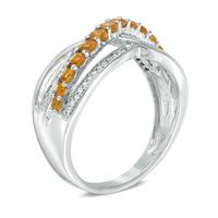 Citrine and 0.11 CT. T.W. Diamond Multi-Row Crossover Ring in Sterling Silver|Peoples Jewellers