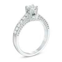 4.5mm Lab-Created White Sapphire Engagement Ring in 10K White Gold|Peoples Jewellers