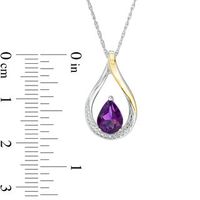 Pear-Shaped Amethyst and Diamond Accent Teardrop Pendant in Sterling Silver and 10K Gold|Peoples Jewellers