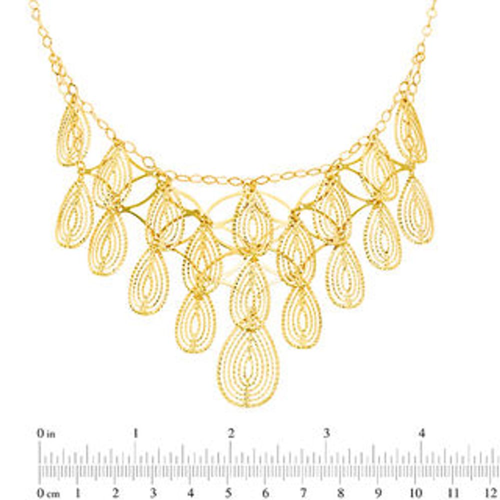 Made in Italy Diamond-Cut Multi-Teardrop Bib Necklace in 10K Gold - 19"|Peoples Jewellers