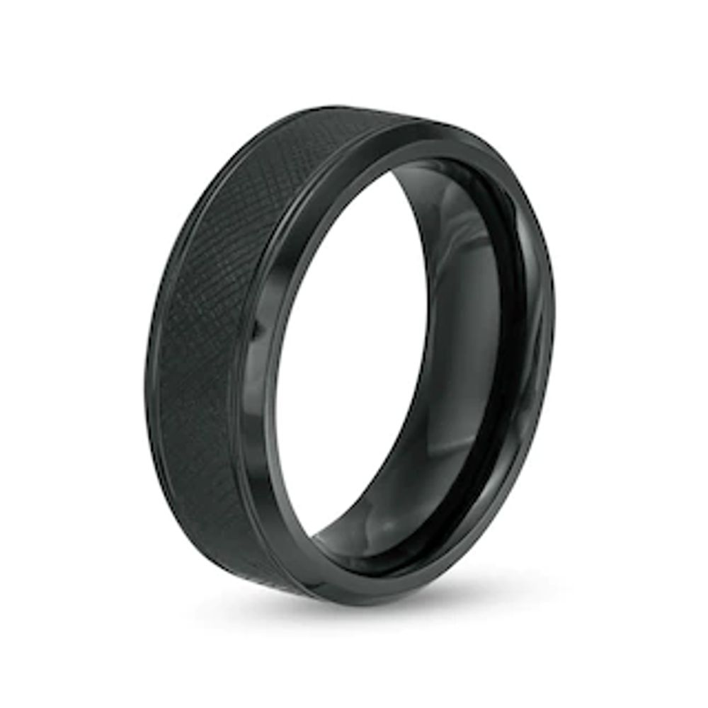 Men's 8.0mm Textured Wedding Band in Tantalum with Black Ion-Plate – Size 10|Peoples Jewellers