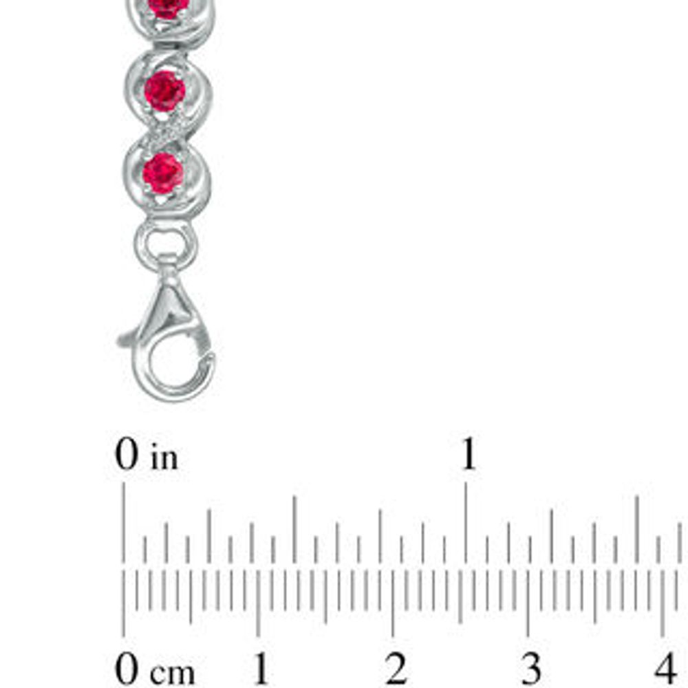 3.0mm Lab-Created Ruby and Diamond Accent Cascading Tennis Bracelet in Sterling Silver - 7.5"|Peoples Jewellers