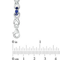 Lab-Created Blue Sapphire Three Stone Infinity Bracelet in Sterling Silver - 7.5"|Peoples Jewellers