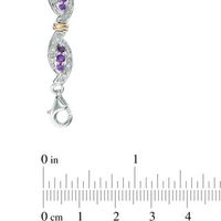 Amethyst and 0.23 CT. T.W. Diamond Three Stone Bracelet in Sterling Silver and 10K Gold - 7.25"|Peoples Jewellers