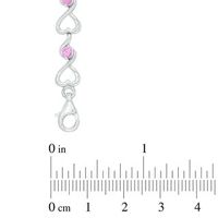 3.0mm Lab-Created Pink Sapphire Cascading Hearts Bracelet in Sterling Silver - 7.5"|Peoples Jewellers