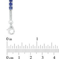 3.5mm Lab-Created Sapphire and 0.18 CT. T.W. Diamond Three Stone Station Bracelet in Sterling Silver