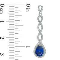 Pear-Shaped Lab-Created Blue Sapphire and 0.30 CT. T.W. Diamond Cascading Drop Earrings in Sterling Silver|Peoples Jewellers