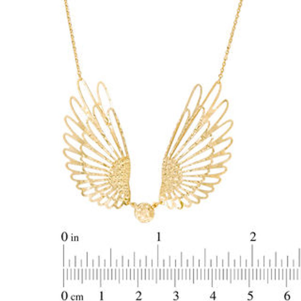 Made in Italy Diamond-Cut Ball with Wings Necklace in 10K Gold - 19"|Peoples Jewellers