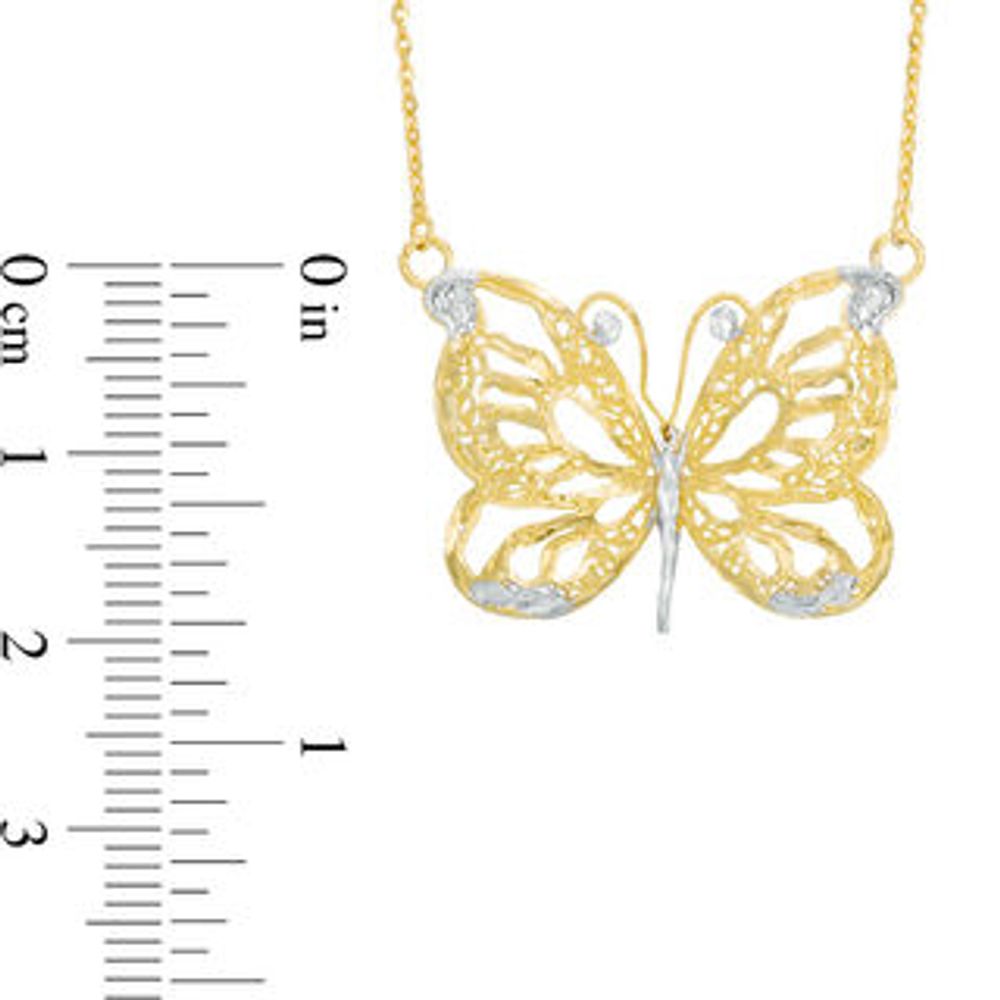 Made in Italy Diamond-Cut Butterfly Necklace in 10K Two-Tone Gold - 19"|Peoples Jewellers