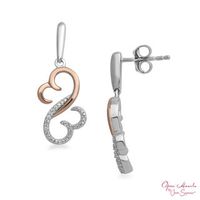 Open Hearts by Jane Seymour™ 0.04 CT. T.W. Diamond Half and Half Drop Earrings in Sterling Silver and 10K Rose Gold|Peoples Jewellers