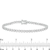 Lab-Created White Sapphire Bezel-Set Tennis Bracelet in Sterling Silver - 7.25"|Peoples Jewellers