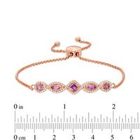 Multi-Shaped Amethyst and Lab-Created White Sapphire Bolo Bracelet in Sterling Silver with 18K Rose Gold Plate - 9.0"|Peoples Jewellers
