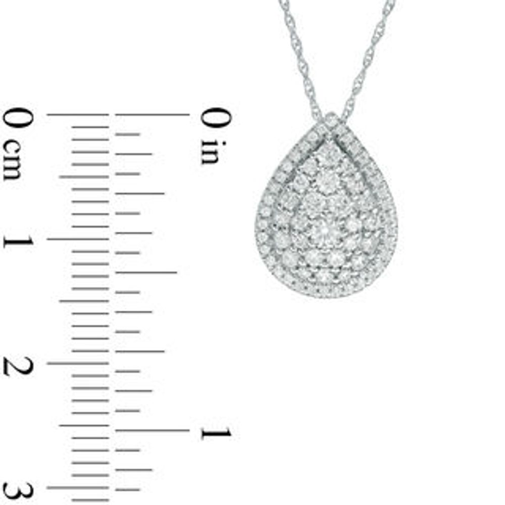 0.45 CT. T.W. Pear-Shaped Multi-Diamond Frame Pendant in 10K White Gold|Peoples Jewellers