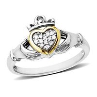 Diamond Accent Claddagh Ring in Sterling Silver and 14K Gold|Peoples Jewellers