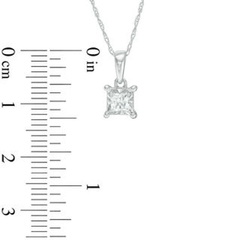 0.25 CT. Princess-Cut Diamond Solitaire Pendant in 10K White Gold|Peoples Jewellers