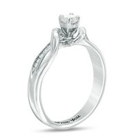 1/10 CT. T.W. Diamond Engraved Overlay Promise Ring in Sterling Silver (1 Line)|Peoples Jewellers