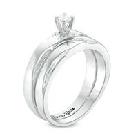 Diamond Accent Slant Bridal Set in Sterling Silver (1 Line)|Peoples Jewellers