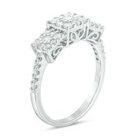 0.70 CT. T.W. Composite Diamond Square Three Stone Ring in 10K White Gold|Peoples Jewellers